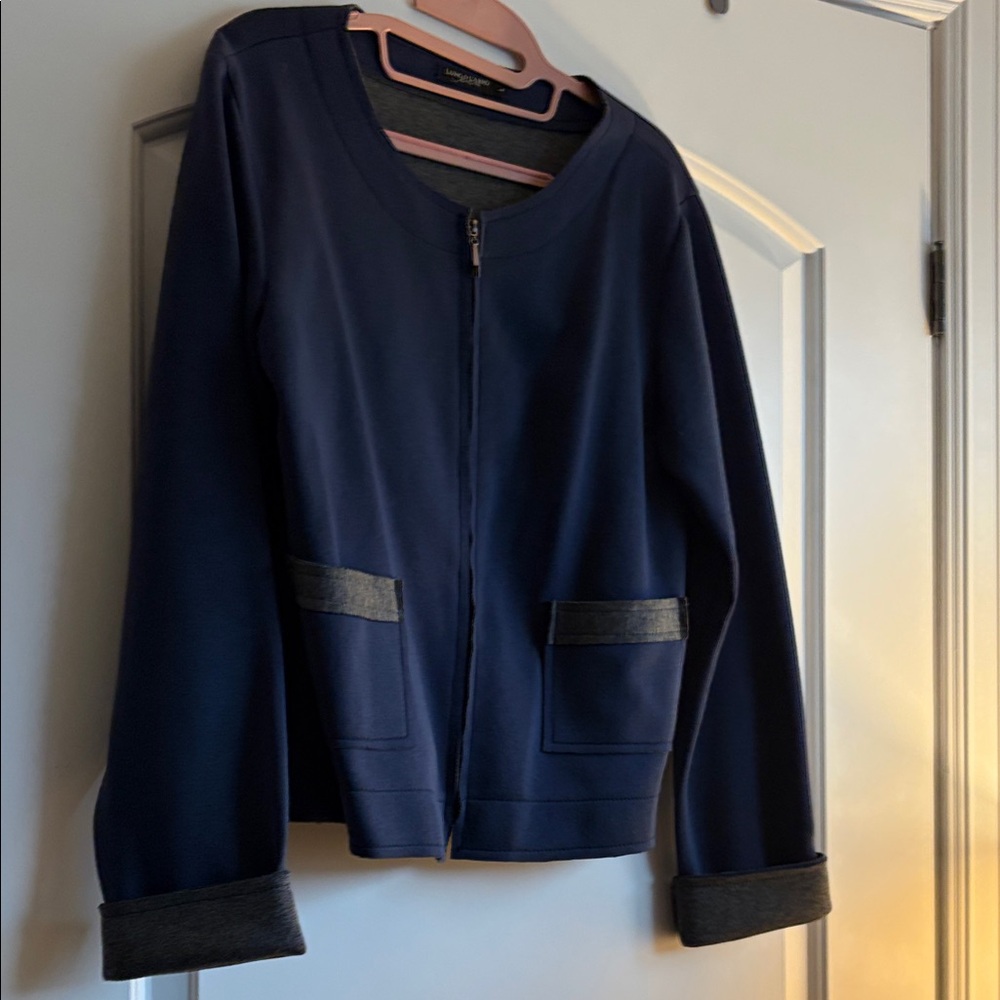 Comfy yet professional blue Blazer with Gray Accents